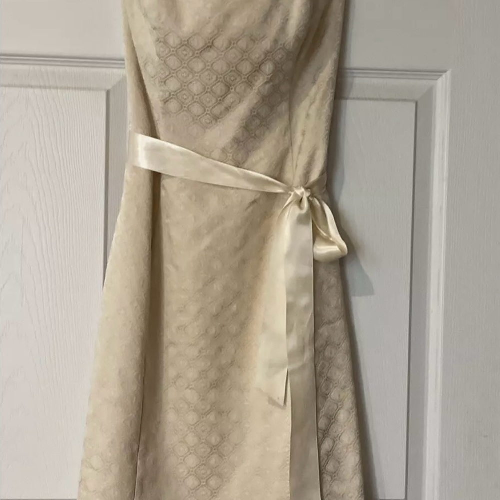 white house black market strapless cream color strapless dress